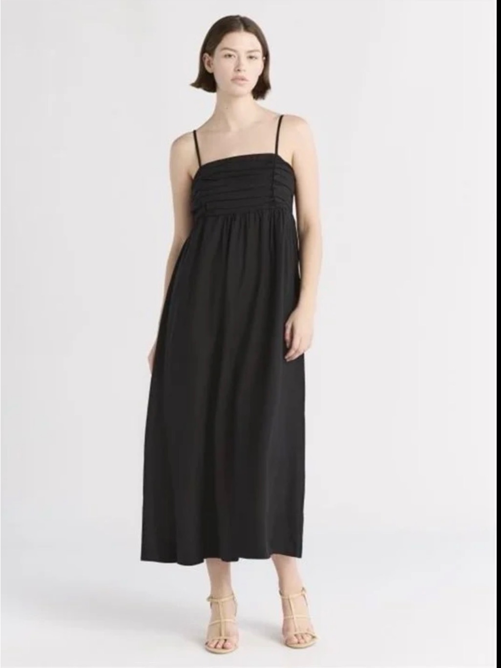 Free Assembly Women's Pleated Linen Blend Maxi Dress Small